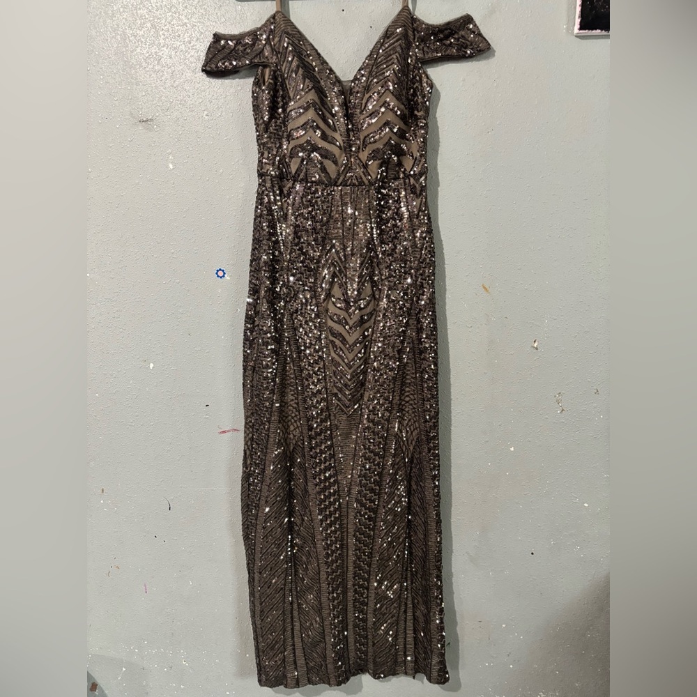 Night Way Collections Black Sequin Maxi Dress